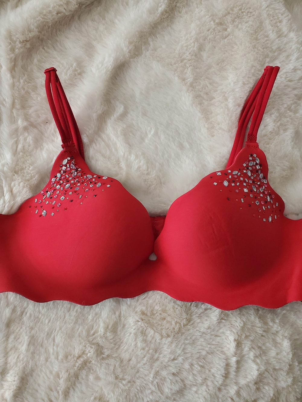 Victoria's Secret Red Embellished Secret Embrace Push-Up Bra 34B